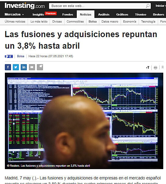 Las fusiones y adquisiciones repuntan un 3,8% hasta abril